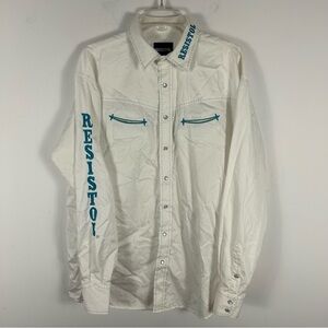 Resistol White and Blue Western Shirt XL